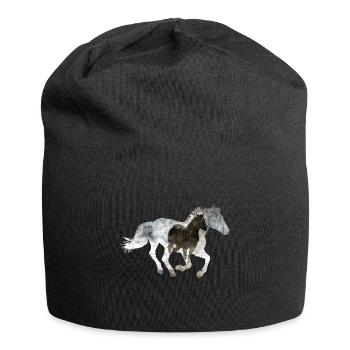 Galoppierendes Pferd - Jersey-Beanie - Schwarz - Vorne
