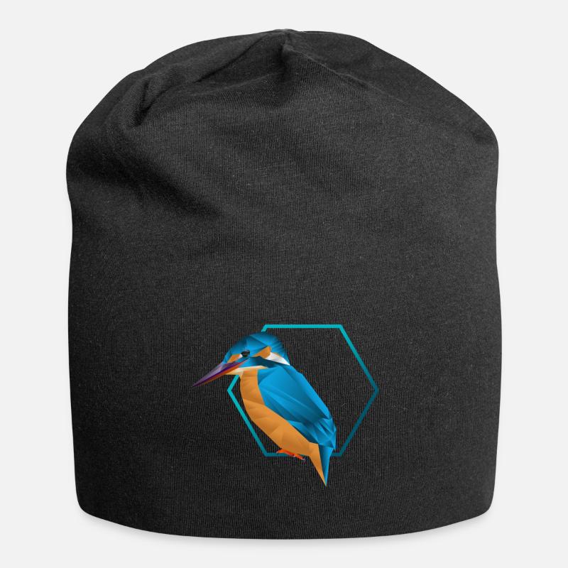 Low poly Eisvogel / Vogel - Jersey-Beanie - Schwarz