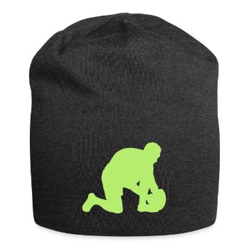 rugby silhouette rugbyman positions ball - Jersey Beanie - charcoal grey - Front