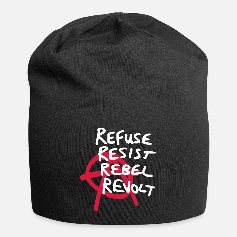 Anarchy Shirt - Refuse, Resist, Rebel, Revolt! - Jersey-Beanie - Schwarz