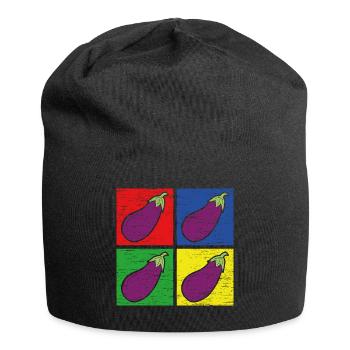 Aubergine - Jersey-Beanie - Schwarz - Vorne