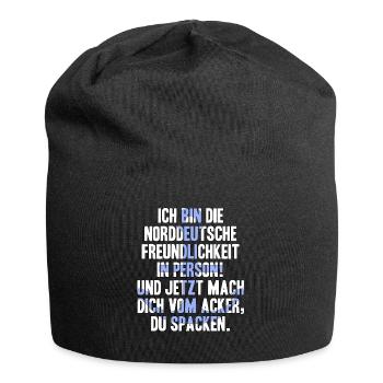 ICH BIN DIE NORDDEUTSCHE FREUNDLICHKEIT IN PERSON! - Jersey-Beanie - Schwarz - Vorne