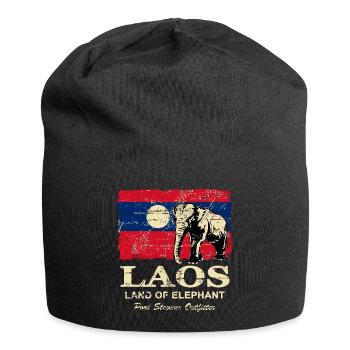 Elephant - Laos - Vintage Look - Jersey-Beanie - Schwarz - Vorne