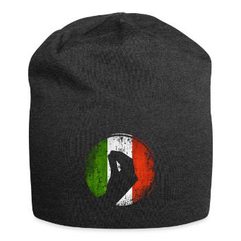 Italienische Flagge mit typischer Handgeste - Jersey-Beanie - Anthrazit - Vorne
