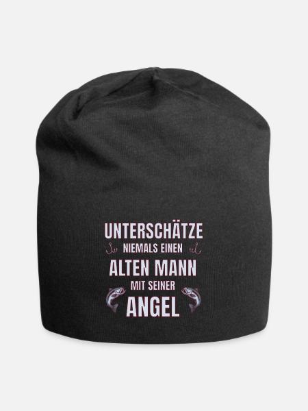 Angler - Unterschätze niemals alten Mann mit Angel - Jersey-Beanie - Schwarz