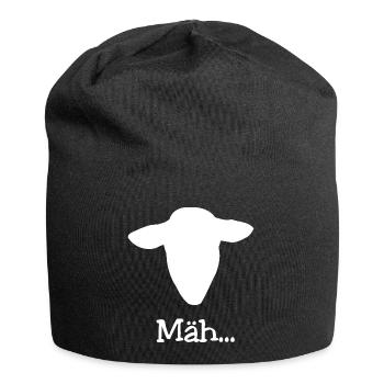 Sheep's Head T-Shirt Gift Funny Saying Mäh - Jersey Beanie - black - Front