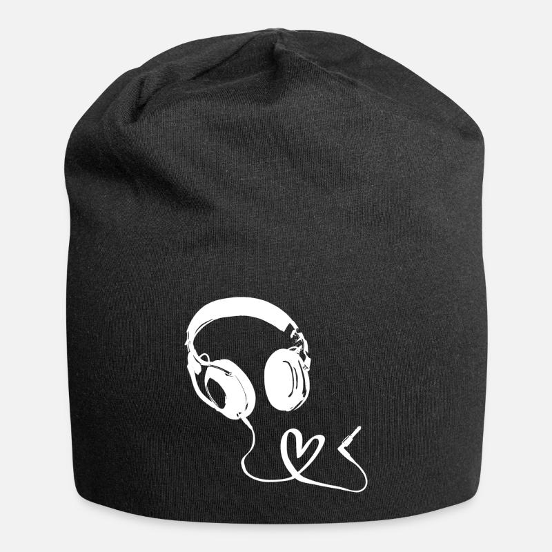 Musik Liebe - Kopfhörer - Jersey-Beanie - Schwarz