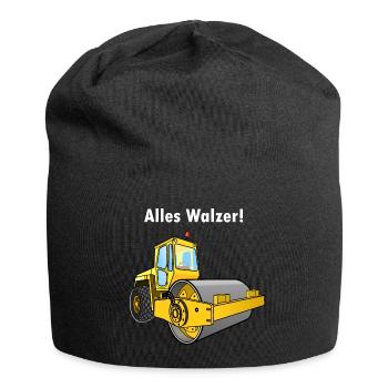 Dampfwalze, Alles Walzer, niederwalzen, Straßenbau - Jersey-Beanie - Schwarz - Vorne