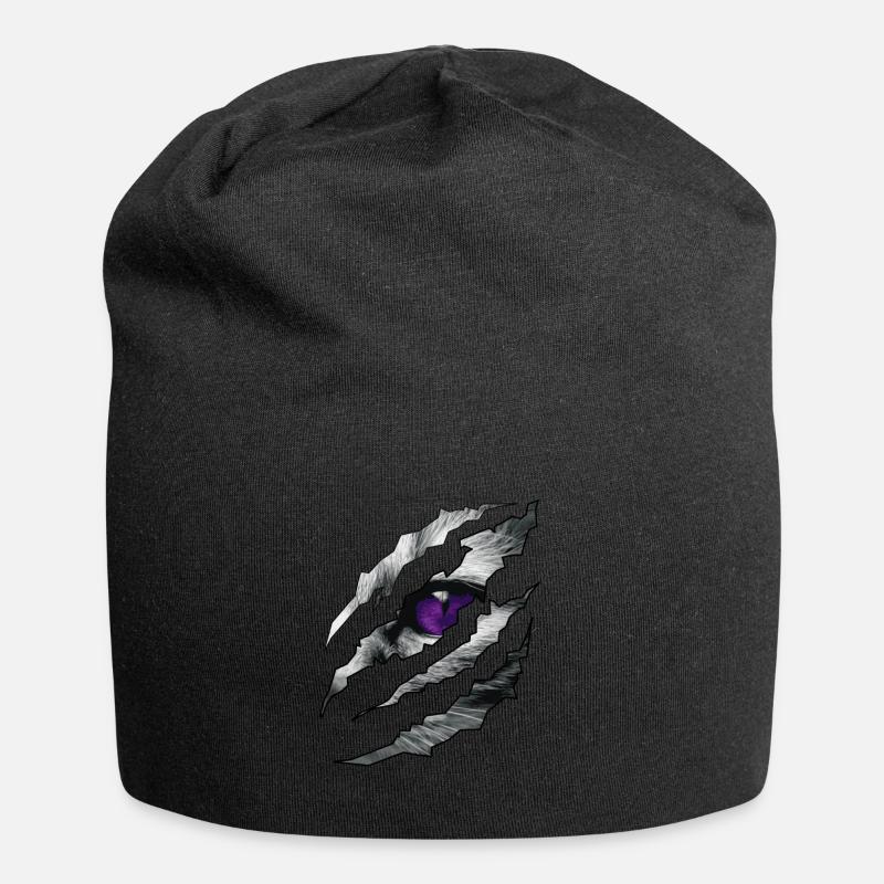 Katzen Auge späht durch Riss Geschenkidee - Jersey-Beanie - Schwarz
