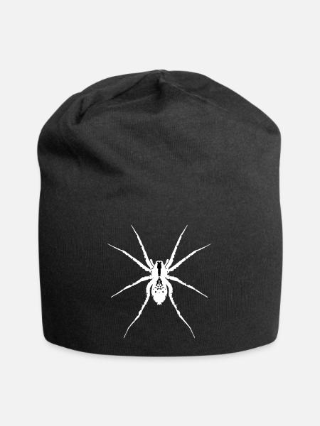 White wolf spider - Jersey Beanie - black