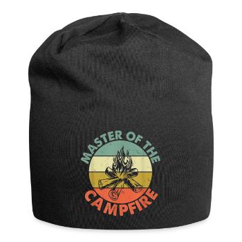 Camping Lagerfeuer Zelten Campingurlaub - Jersey-Beanie - Schwarz - Vorne