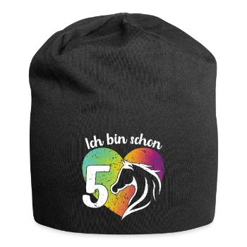 Ich bin schon 5 Geburtstagsshirt Mädchen Pferd - Jersey-Beanie - Schwarz - Vorne