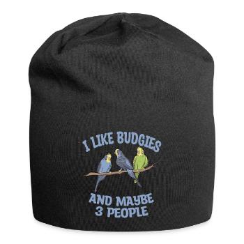 Wellensittich - Jersey-Beanie - Schwarz - Vorne