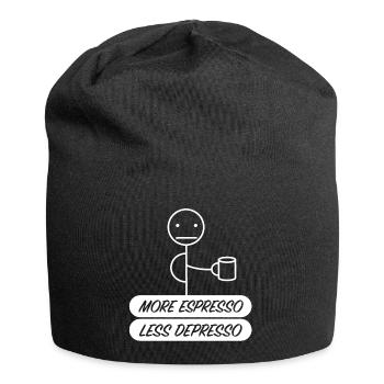 Mehr Espresso | Kaffee, Latte, Macchiato - Jersey-Beanie - Schwarz - Vorne