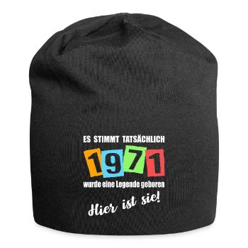 Legende ist 1971 geboren. Geburtstagsspruch - Jersey-Beanie - Schwarz - Vorne