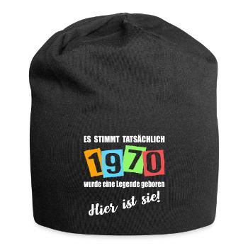 Legende ist 1970 geboren. Geburtstagsspruch - Jersey-Beanie - Schwarz - Vorne