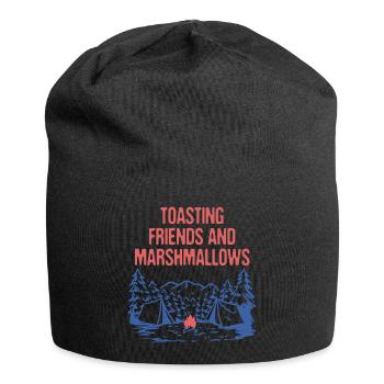 Toasting Friends & Marshmallows Camping Funny - Jersey-Beanie - Schwarz - Vorne