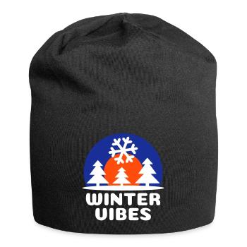Ambiance hivernale (soleil, voûte céleste, flocon de neige) - Bonnet en jersey - noir - Devant