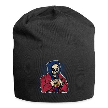 Halloween Costume Burger Cheese Spooky Skull Zombie - Jersey Beanie - black - Front