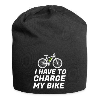 Ich muss mein Fahrrad aufladen E-Bike Elektro-Moun - Jersey-Beanie - Schwarz - Vorne