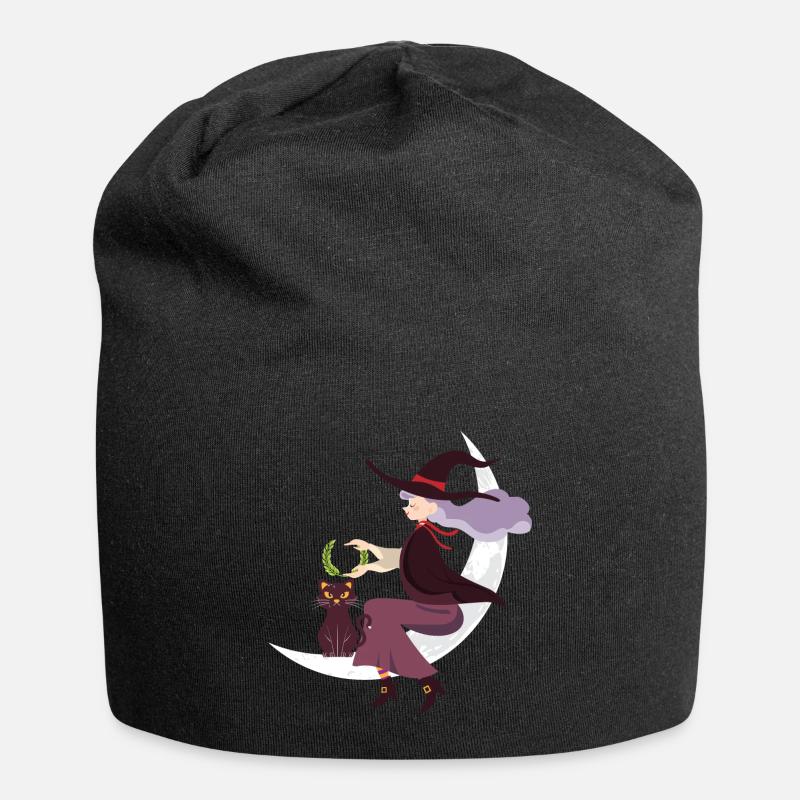 Halloween Katze Hexe - Jersey-Beanie - Schwarz