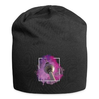 Berlin Germany City Skyline Splash Colorful - Jersey Beanie - black - Front