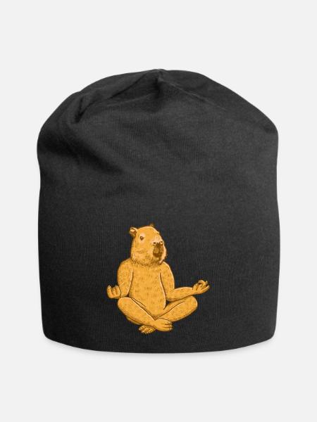 Capybara Yoga Übung - Jersey-Beanie - Schwarz