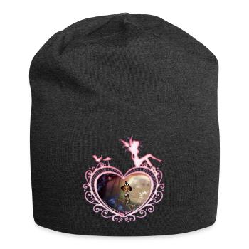 Mignonne petite sorcière volant avec un balai - Bonnet en jersey - charbon - Devant