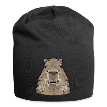 Capybara Nagetier - Jersey-Beanie - Schwarz - Vorne