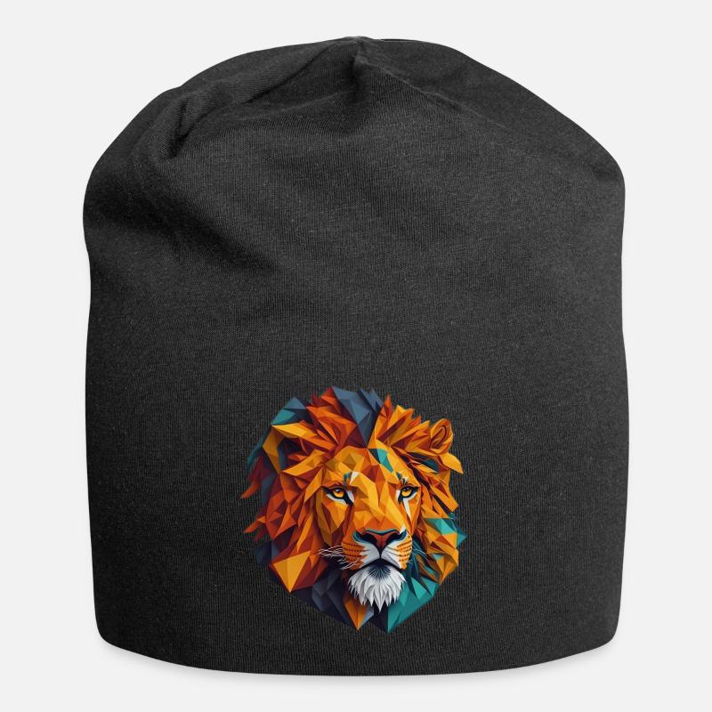 Löwenkopf - Jersey-Beanie - Schwarz