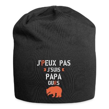 J peux pas je suis papa ours - Bonnet en jersey - noir - Devant