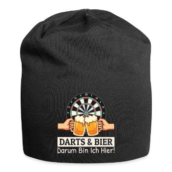 Darts Und Bier Darum Bin Ich Hier Dart Sprüche - Jersey-Beanie - Schwarz - Vorne