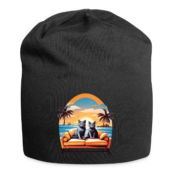 Cats by the sea - Jersey Beanie - black - Front
