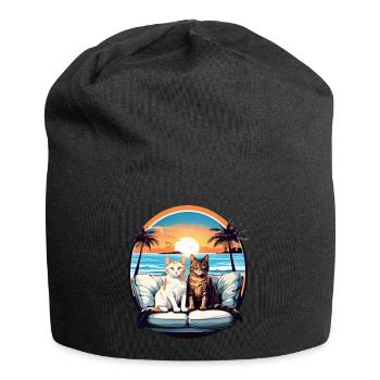 Cats by the sea - Jersey Beanie - black - Front