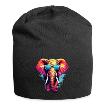 Elefant mit Sonnenbrille - Jersey-Beanie - Schwarz - Vorne