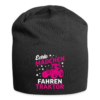 Echte Mädchen Fahren Traktor - Jersey-Beanie - Schwarz - Vorne