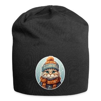 Cat in winter - Jersey Beanie - black - Front