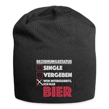 Beziehungsstatus, wen interessierts ich hab Bier - Jersey-Beanie - Schwarz - Vorne