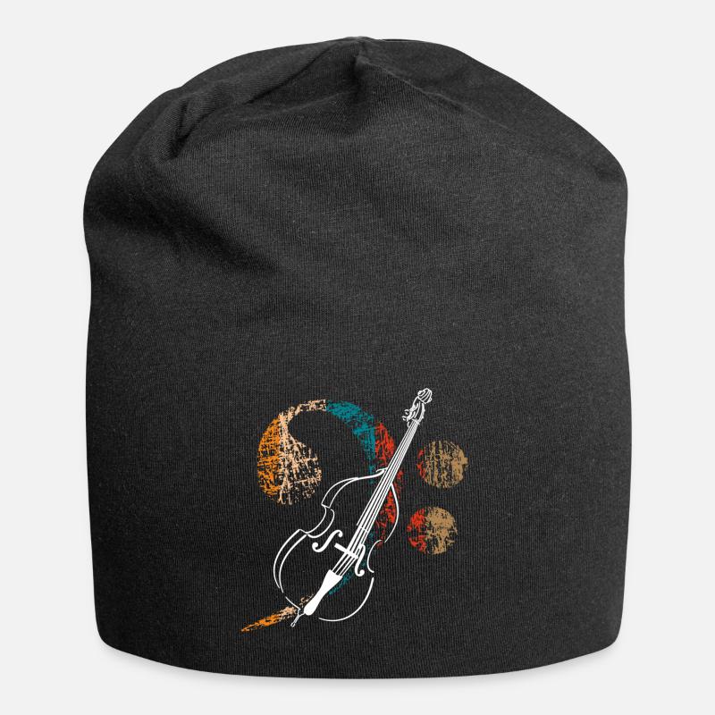 Grande clé de fa avec contrebasse - Bonnet en jersey - noir