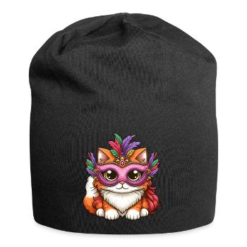 Mardi Gras Persian Cat, Masquerade Ball Cat - Jersey Beanie - black - Front