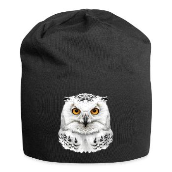Snowy Owl Head - Jersey Beanie - black - Front