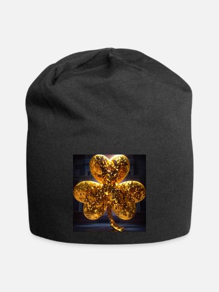 Kleeblatt,gold,glitter , klee - Jersey-Beanie - Schwarz