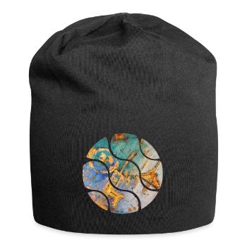 Abstraction colorée avec des accents dorés - Bonnet en jersey - noir - Devant