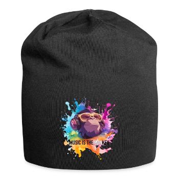Musik ist der Monkey Wortwitz - Jersey-Beanie - Schwarz - Vorne