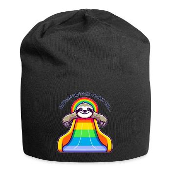 LGBTQ Pride Sloth Rainbow Slide - Jersey Beanie - black - Front