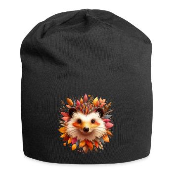 beau hérisson, fait de différentes feuilles - Bonnet en jersey - noir - Devant