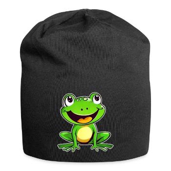 Niedlicher Frosch im Comic Style - Jersey-Beanie - Schwarz - Vorne