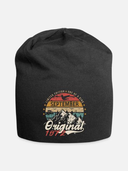 Retro 1972 September Jahrgang September 1972 Geschenk - Jersey-Beanie - Schwarz