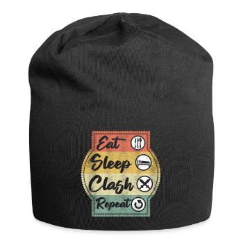 Eat Sleep Clash Repeat Vintage Gaming Clan Retro - Jersey-Beanie - Schwarz - Vorne