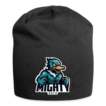 Mächtige Ente - Jersey-Beanie - Schwarz - Vorne